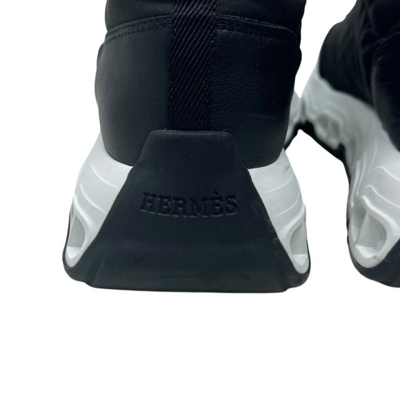 Hermès Impulse Leather Sneakers Womens size 38.5 black white shoes - Picture 12 of 13